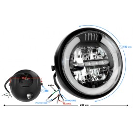 LAMPA REFLEKTOR LED przód z Homologacją MOTOCYKL RING