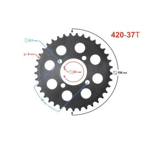 Zębatka 420-37 kolor czarny