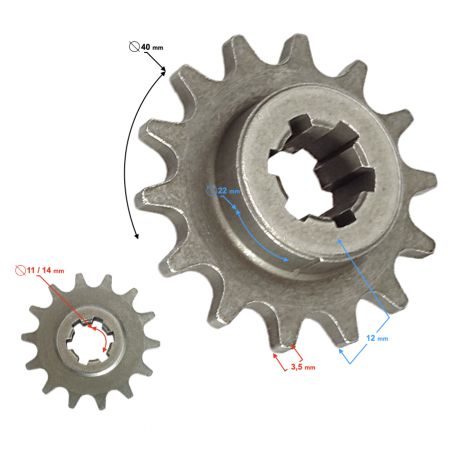 Zębatka przednia 14T T8F mini ATV