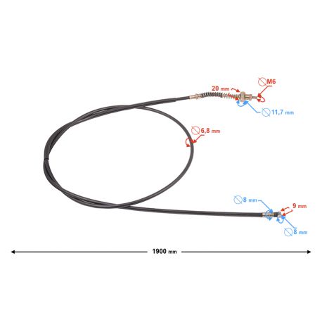 Linka hamulca tylnego do skutera z silnikiem GY6 190cm