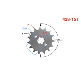 Zębatka 428-15 do motoroweru (z otworami)