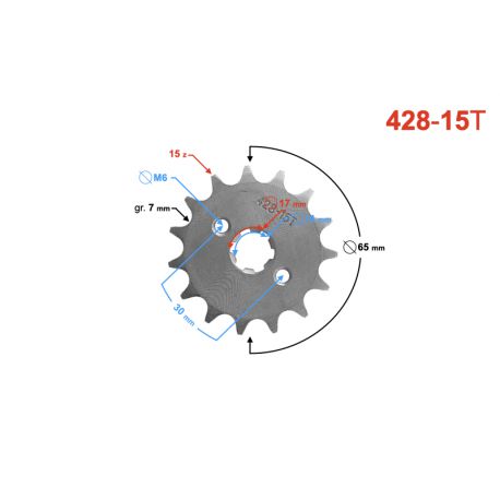 Zębatka 428-15 do motoroweru (z otworami)