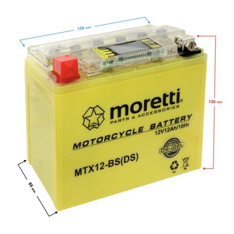 Akumulator Moretti AGM(I-Gel) MTX12-BS ze wskaźnikiem