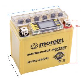 Akumulator Moretti AGM (I-Gel) MTX5L-BS ze wskaźnikiem