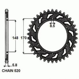 ZEBATKA NAPEDZANA STALOWA SUNSTAR SUNR1-3667-42