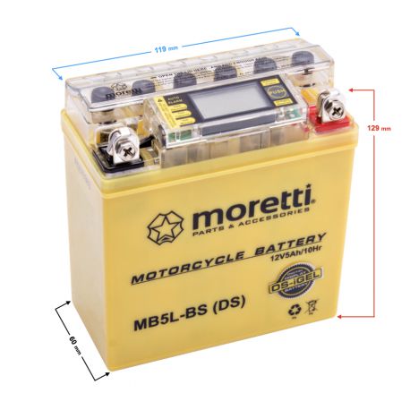 Akumulator Moretti AGM (I-Gel) MB5L-BS ze wskaźnikiem