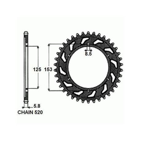 ZEBATKA NAPĘDZANA ALUMINIOWA CZARNA SUNSTAR SUNR5-3559-48BK