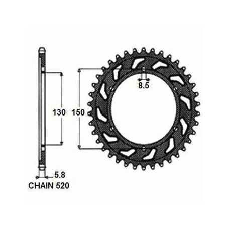 ZEBATKA NAPĘDZANA ALUMINIOWA CZARNA SUNSTAR SUNR5-3592-52BK