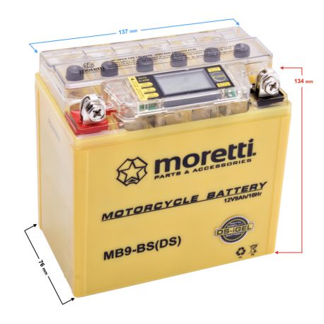 Akumulator Moretti AGM (I-Gel) MB9-BS ze wskaźnikiem