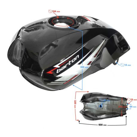 Zbiornik paliwa czarny do motoroweru Fighter 2