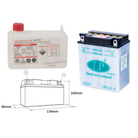 LANDPORT AKUMULATOR YB12A-A (MD LB12A-A) 12V 12AH 134X80X160 (GB12AA) OBSŁUGOWY - ELEKTROLIT OSOBNO (4) UE2019/1148