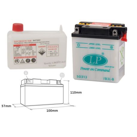 LANDPORT AKUMULATOR YB3L-B (MD LB3L-B) 12V 3AH 99X57X111 OBSŁUGOWY - ELEKTROLIT OSOBNO (4) UE2019/1148