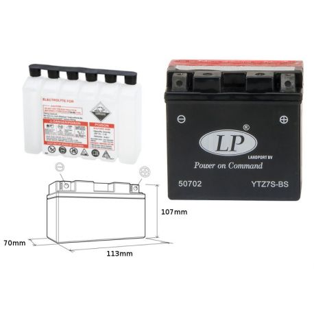 LANDPORT AKUMULATOR YTZ7S-BS (MA LTZ7S-BS) (MA LTZ7S-BS) 12V 6AH 113X70X105 (GTZ7S) BEZOBSŁUGOWY - ELEKTROLIT OSOBNO (6)