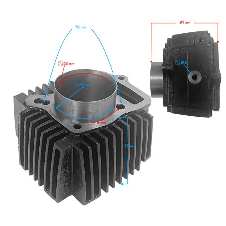 Cylinder czarna do silnika poziomego 154FMI, 125cc 4T, 4-biegowy Manual