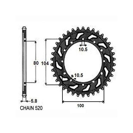 SUNSTAR ZĘBATKA NAPĘDZANA STALOWA SUNR1-3356-45 (ZAM 1-3344-45)