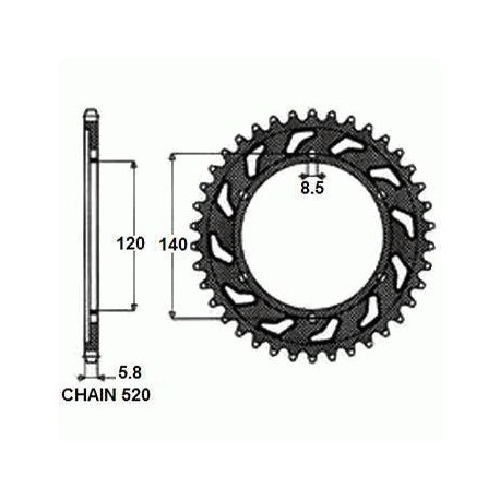 SUNSTAR ZĘBATKA NAPĘDZANA STALOWA SUNR1-3517-44