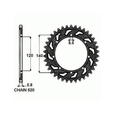 SUNSTAR ZĘBATKA NAPĘDZANA STALOWA SUNR1-3532-42