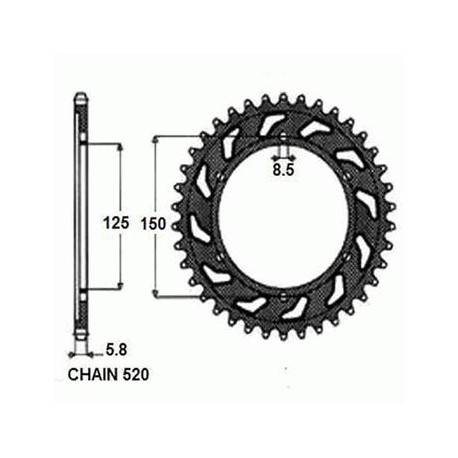 SUNSTAR ZĘBATKA NAPĘDZANA STALOWA SUNR1-3547-43