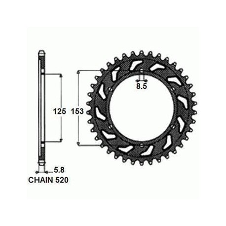 SUNSTAR ZĘBATKA NAPĘDZANA STALOWA SUNR1-3559-45