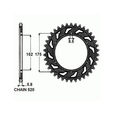 SUNSTAR ZĘBATKA NAPĘDZANA STALOWA SUNR1-3685-47