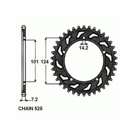 SUNSTAR ZĘBATKA NAPĘDZANA STALOWA SUNR1-4442-38