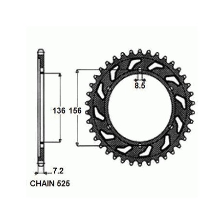 SUNSTAR ZĘBATKA NAPĘDZANA STALOWA SUNR1-4628-43