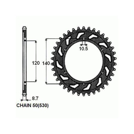 SUNSTAR ZĘBATKA NAPĘDZANA STALOWA SUNR1-5526-38