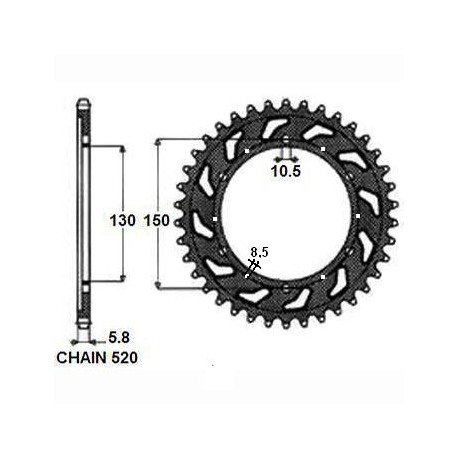 SUNSTAR ZĘBATKA NAPĘDZANA STALOWA SUNR1-3612-41