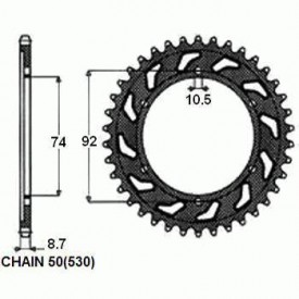 ZEBATKA NAPEDZANA STALOWA SUNSTAR SUNR1-5202-45