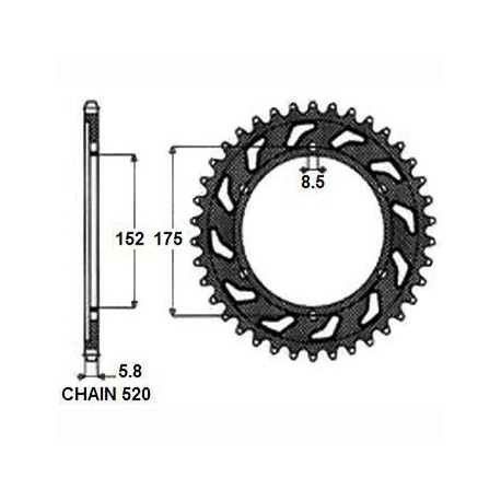 ZEBATKA NAPEDZANA STALOWA SUNSTAR SUNR2-3685-52